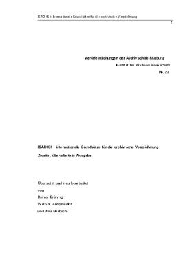 ISAD(G) - Internationale Grundsätze für die archivische Verzeichnung